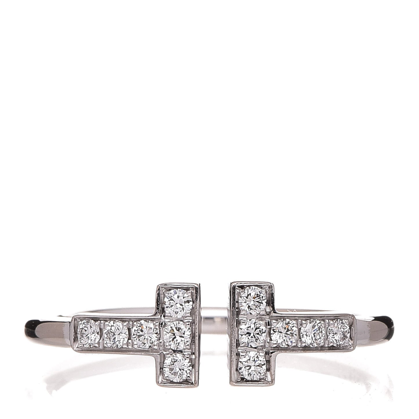 18K White Gold Diamond T Wire Ring 52 6