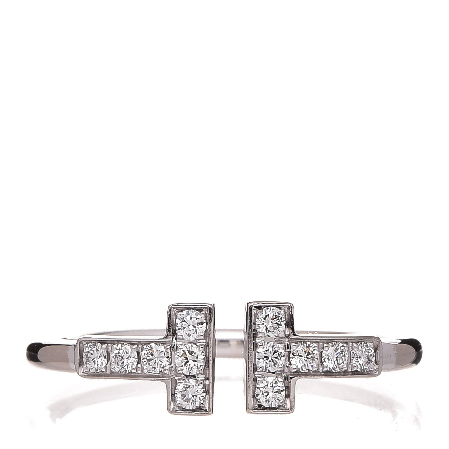 Tiffany 18K White Gold Diamond T Wire Ring 52 6 1 of 5