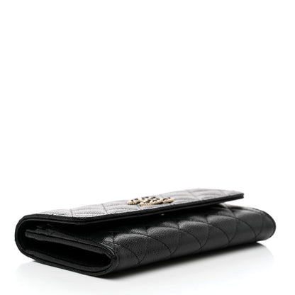 Chanel Caviar Quilted Crystal CC Large Gusset Flap Wallet Black 4 of 10