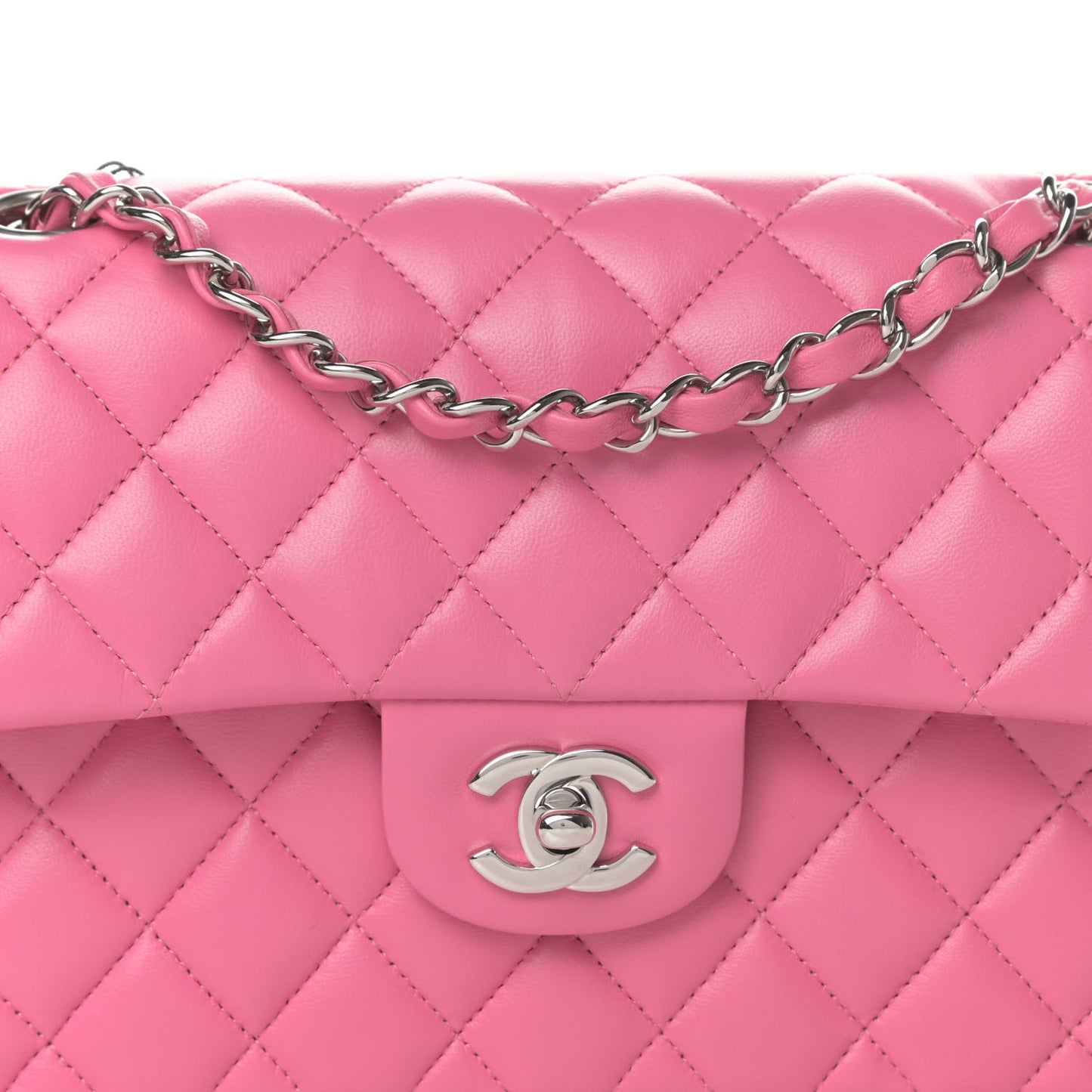 Lambskin Quilted Small Double Flap Pink
