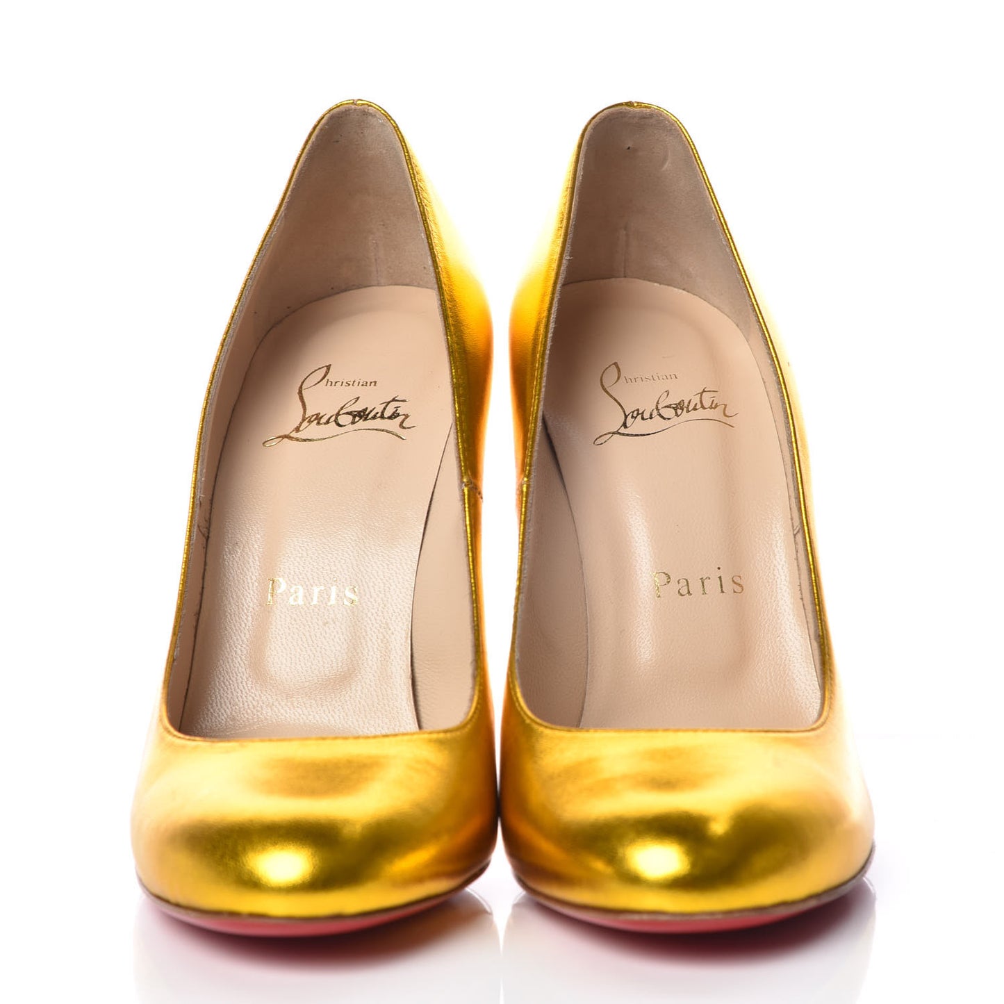 Metallic Crinkled Calfskin 100 Pumps 36.5 Gold