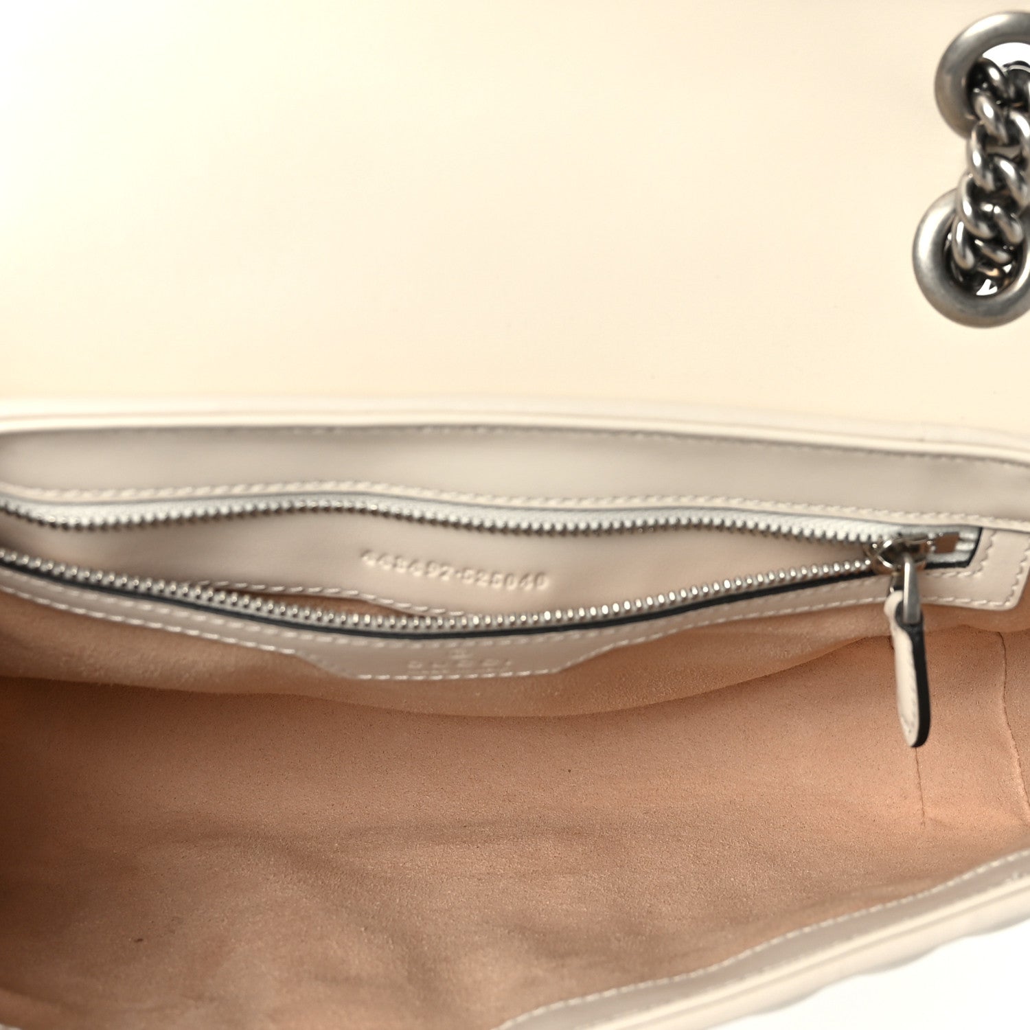 Gucci Calfskin Matelasse Aria Small GG Marmont Shoulder Bag Mystic White 5 of 9