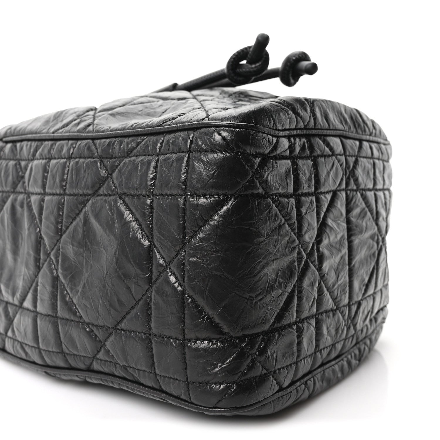 Christian Dior Crinkled Calfskin Macrocannage Small D-Motion Bag Black 9 of 10