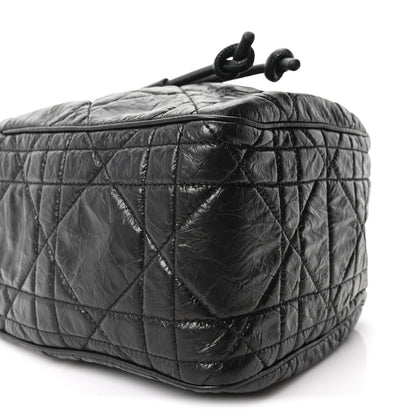 Christian Dior Crinkled Calfskin Macrocannage Small D-Motion Bag Black 9 of 10