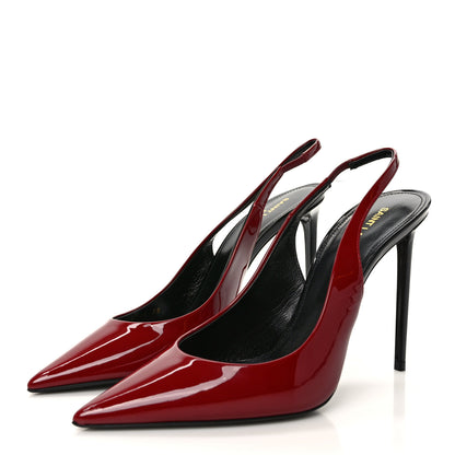 Saint Laurent Patent Calfskin Zoe 105 Slingback Pump 39 Red 3 of 10