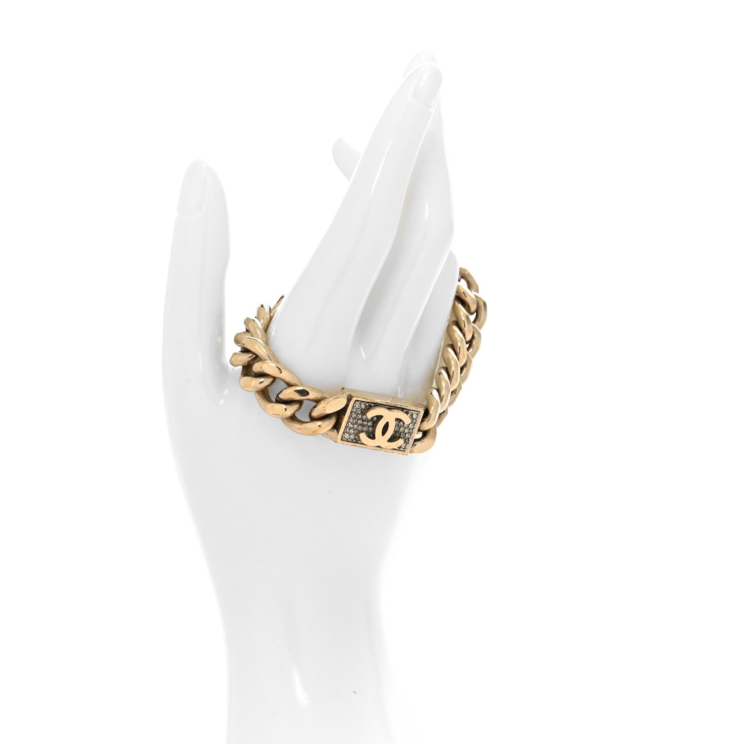 Chanel Crystal Chain CC Bracelet Gold 2 of 5