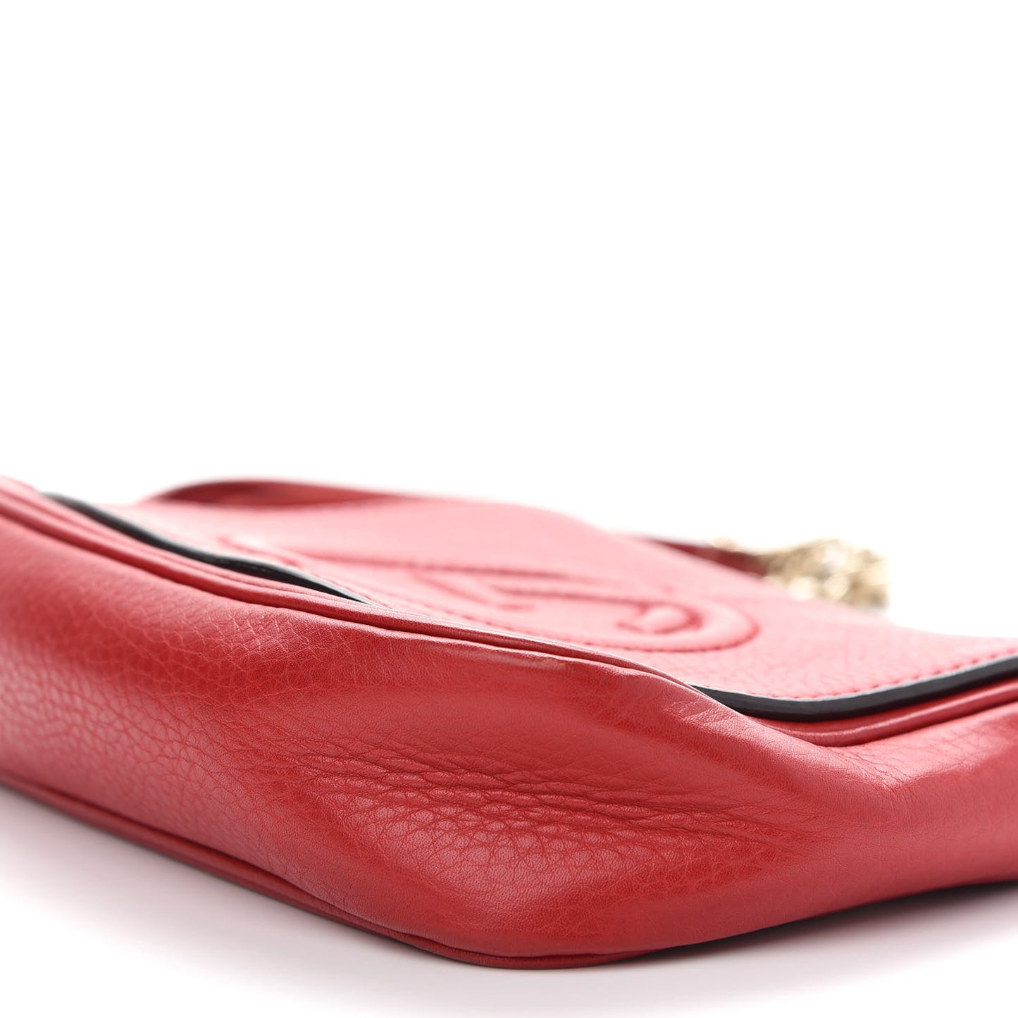 Pebbled Calfskin Small Soho Flap Crossbody Red