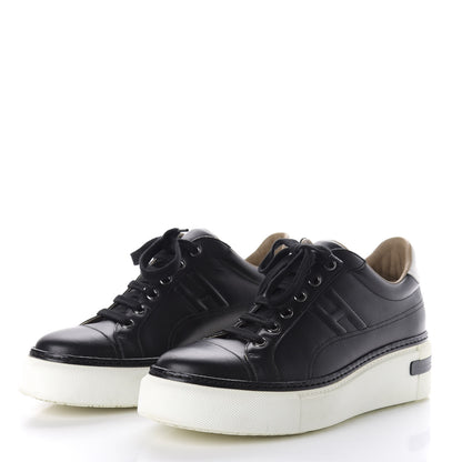 Hermes Calfskin Polo Sneakers 38 Black White 3 of 10