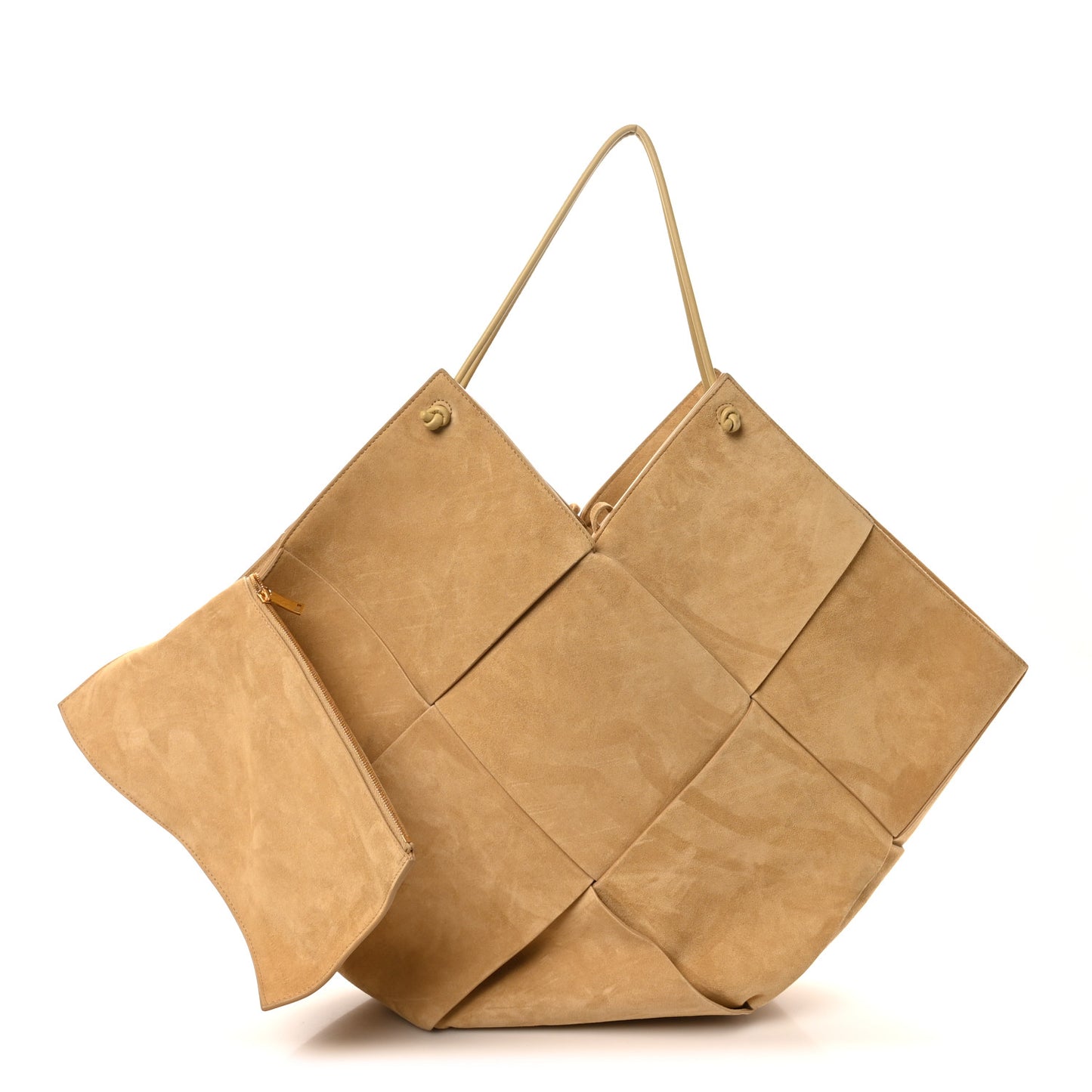 Suede Maxi Intrecciato Tote Cane Sugar Tapioca