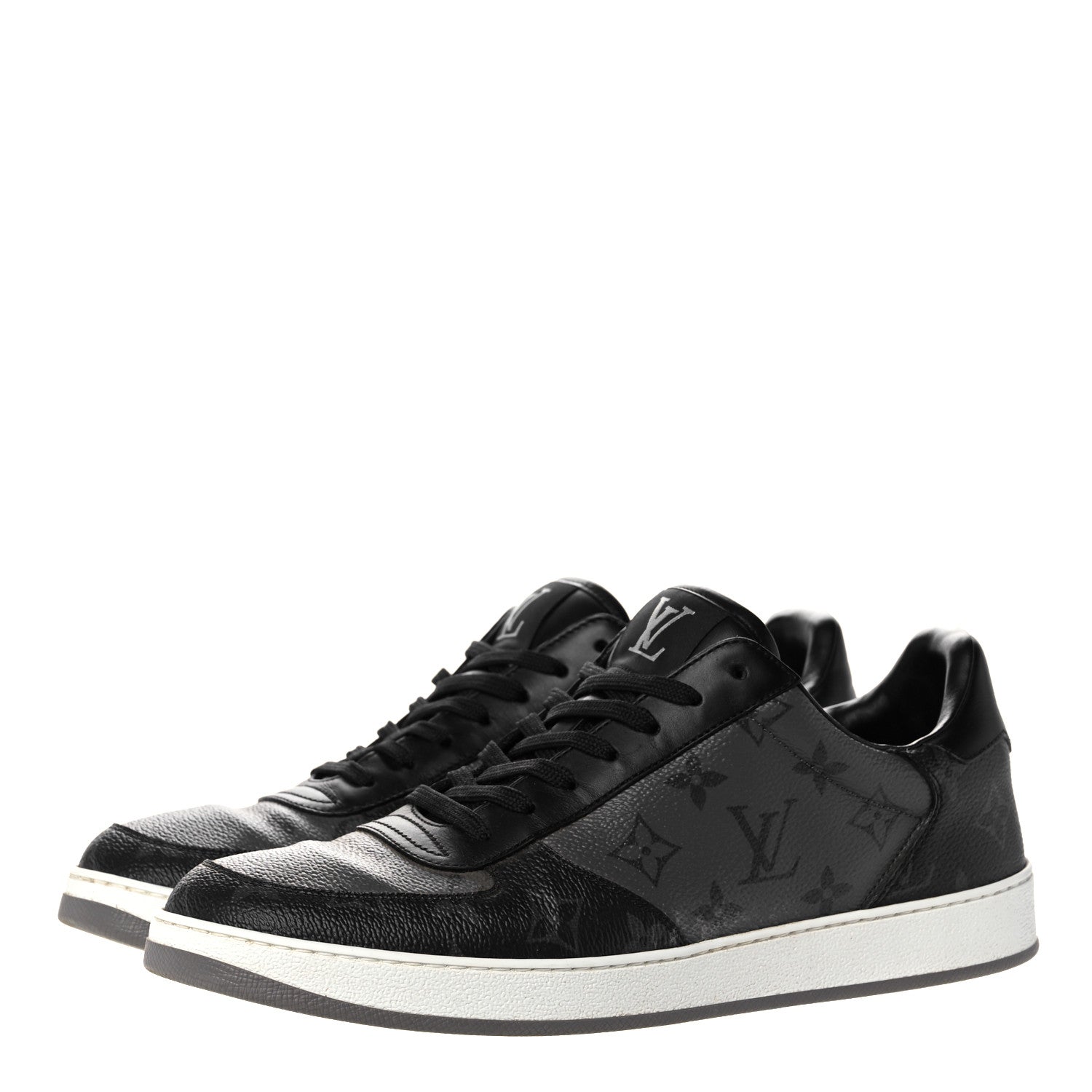 Louis Vuitton Reverse Monogram Eclipse Mens Rivoli Sneakers 10 Black 3 of 8