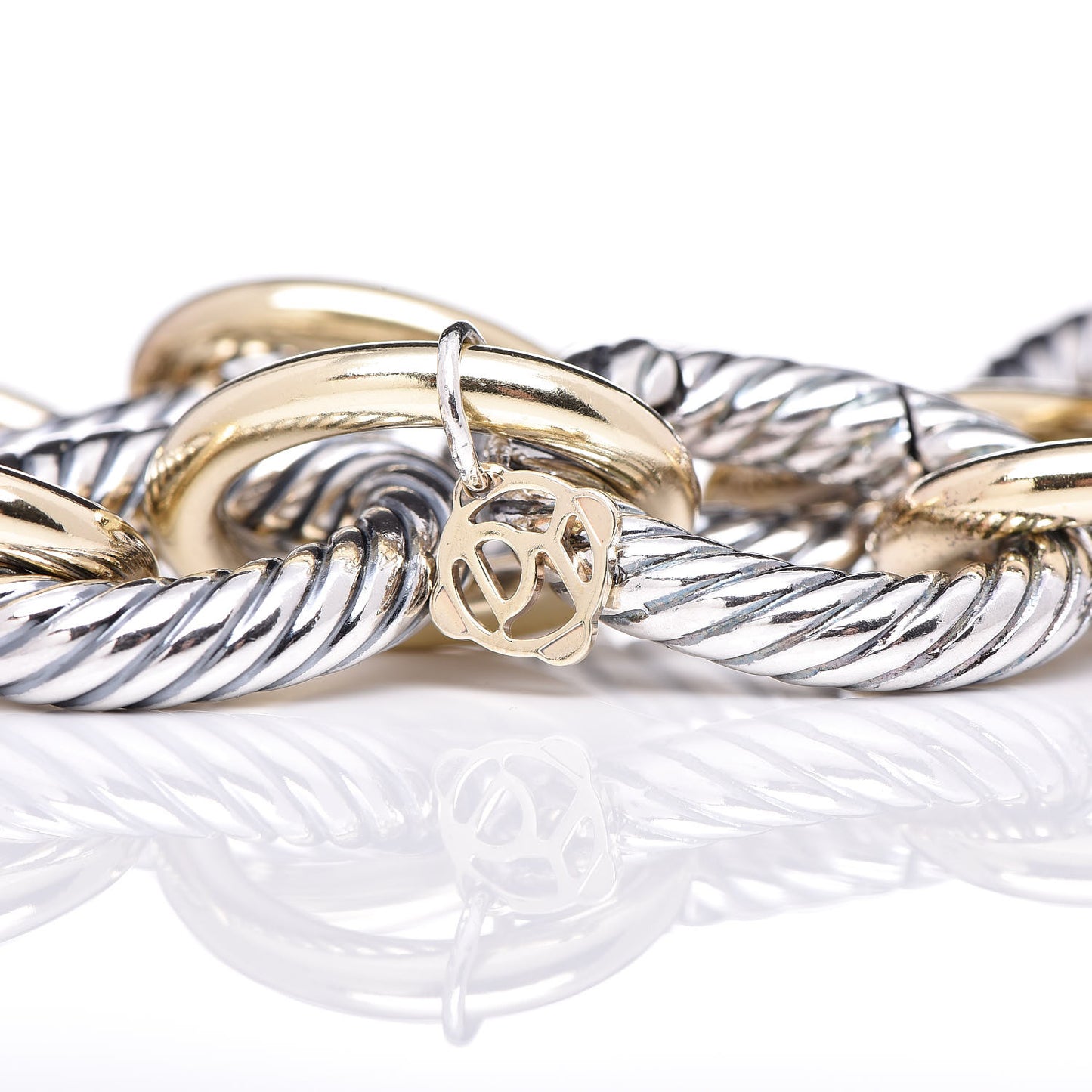 Sterling Silver 18K Yellow Gold 17mm Extra Large Oval Link Bracelet