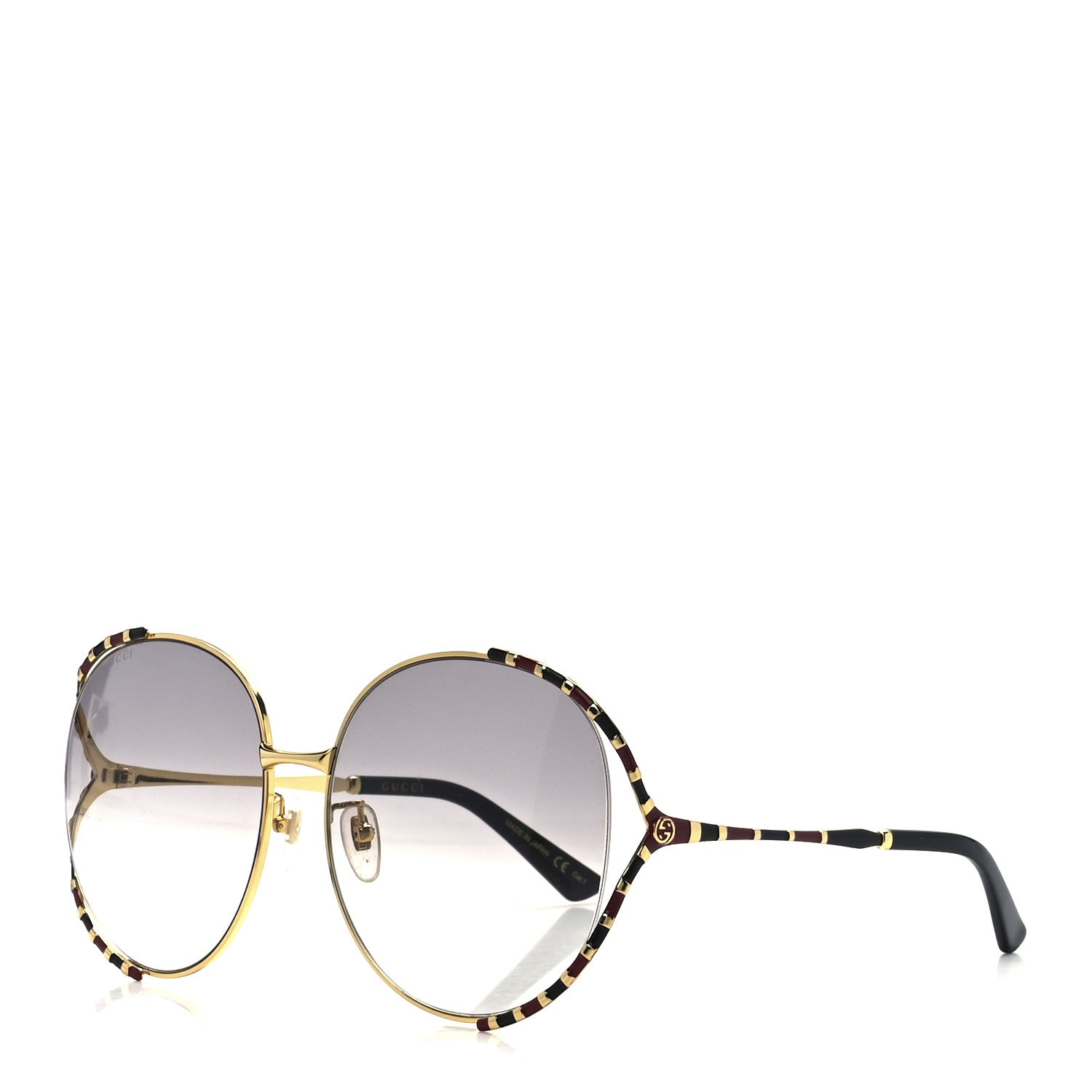 Gucci Metal Round Frame GG0595S Sunglasses Gold Black 1 of 8