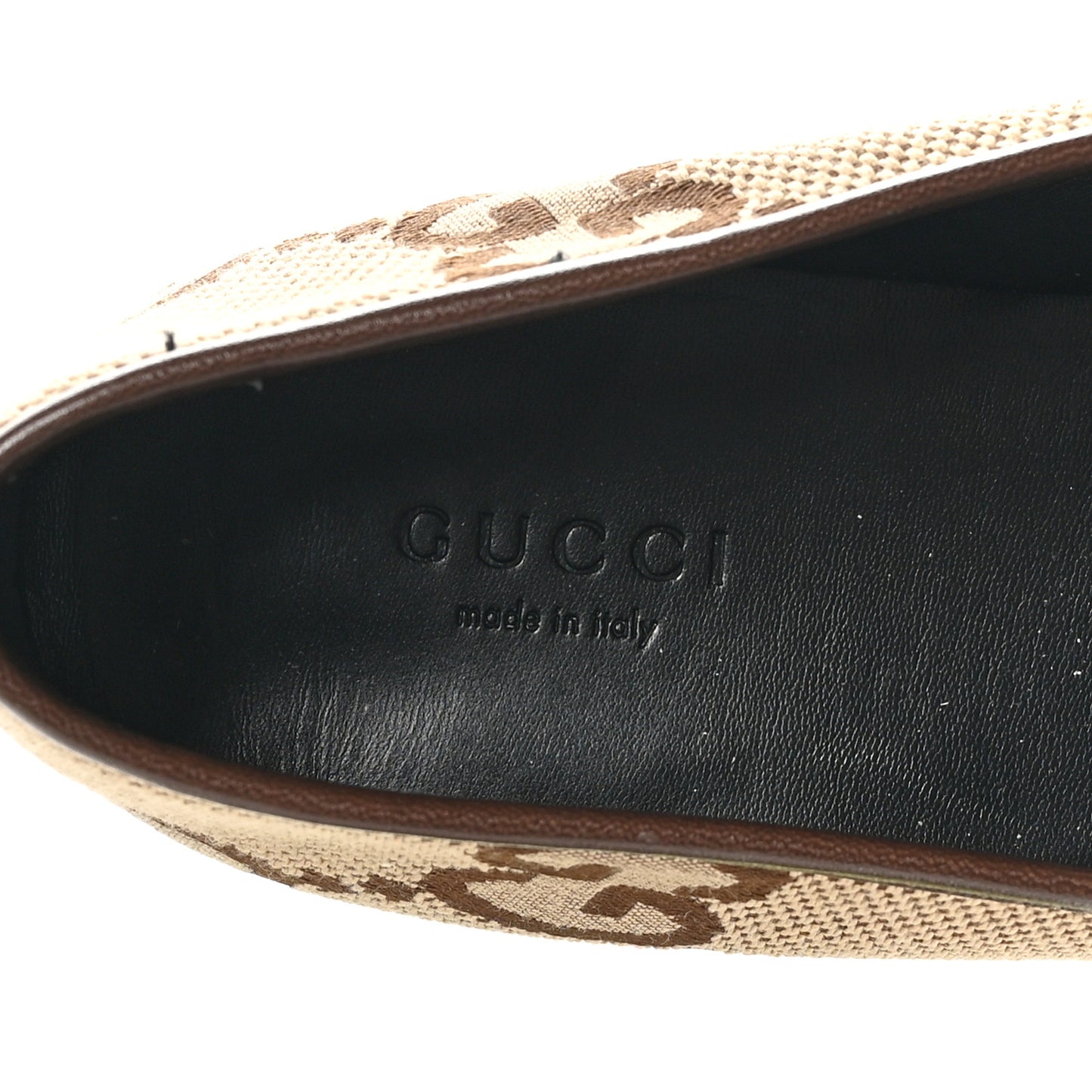 Monogram Jumbo GG Malaga Kid Horsebit Womens Jordaan Loafers 39.5 Camel Ebony New Acero Beige