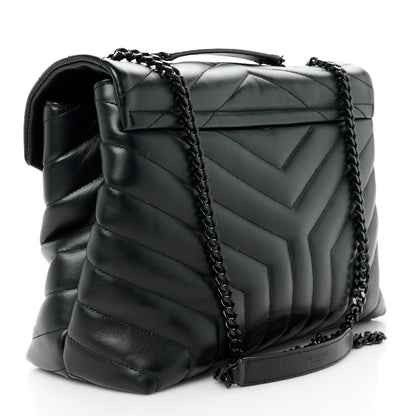 Saint Laurent Calfskin Y Quilted Monogram Monochrome Medium Loulou Chain Satchel Black 3 of 11