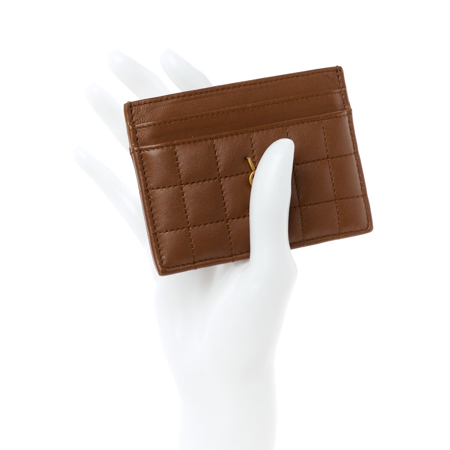 Lambskin Quilted Cassandre Credit Card Case Fox