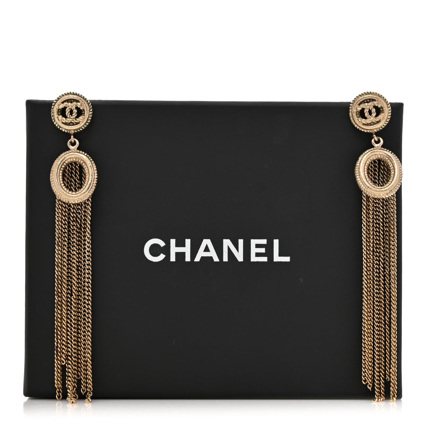 Chain CC Drop Earrings Gold