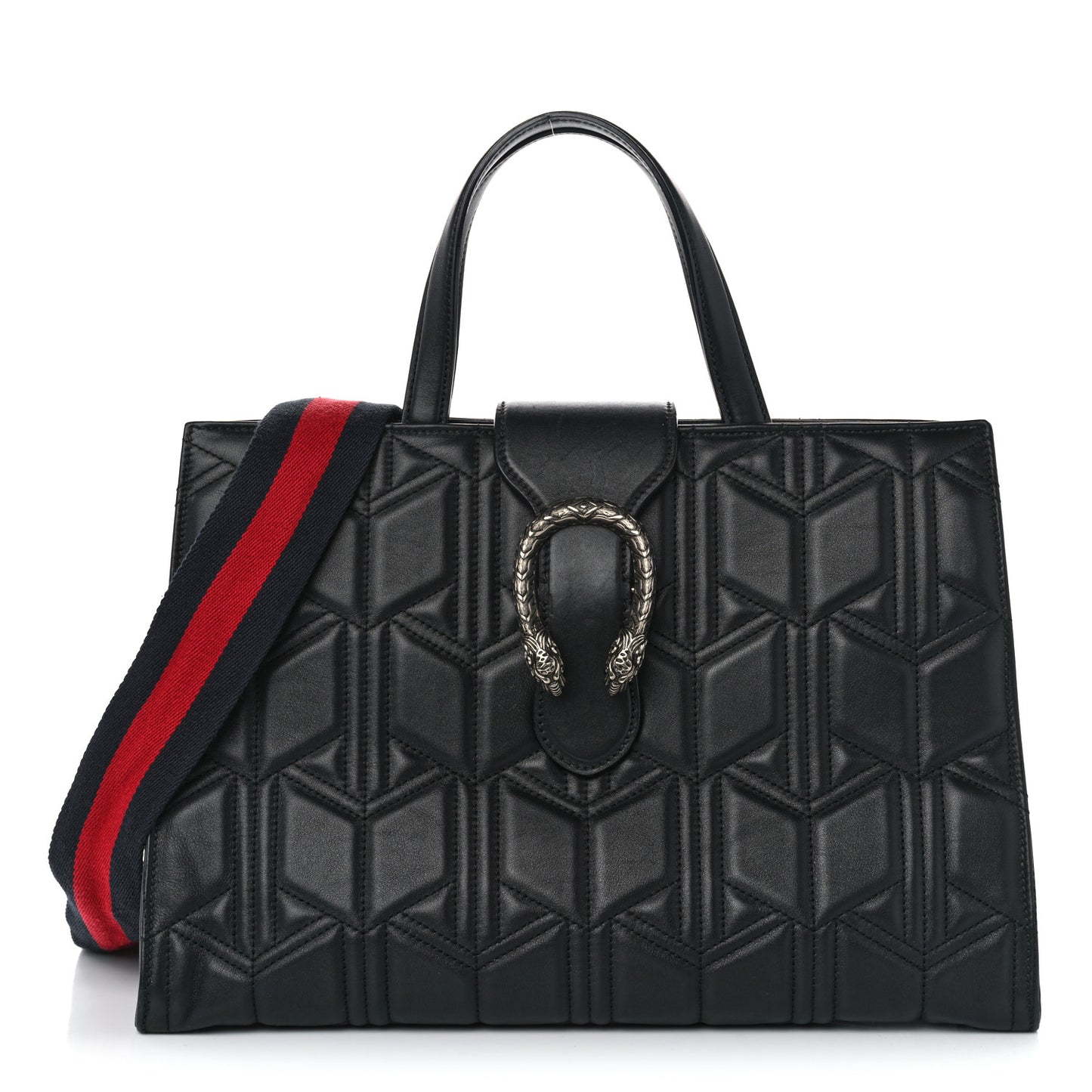 Calfskin Web Quilted Large Dionysus Tote Bag Black