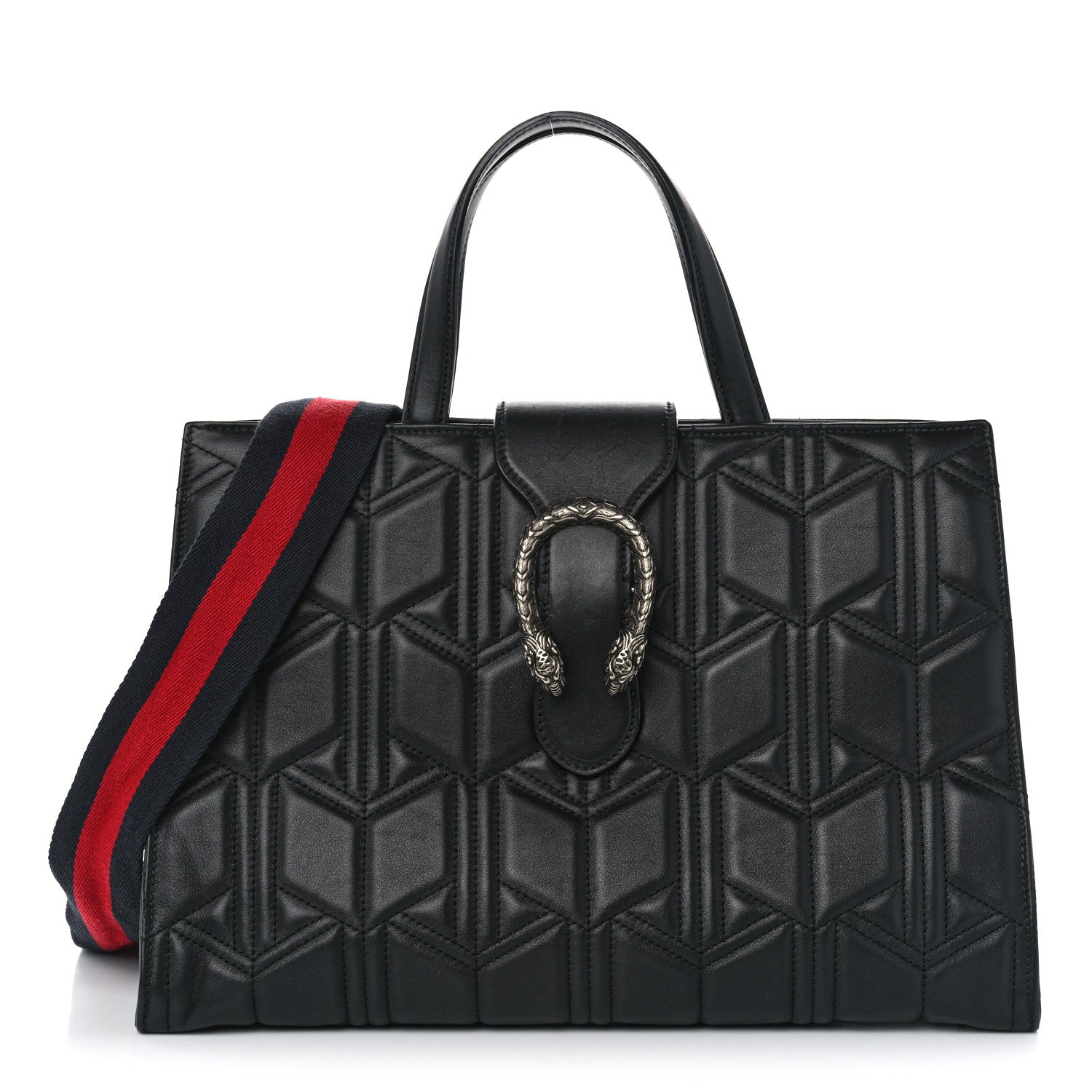 Gucci Calfskin Web Quilted Large Dionysus Tote Bag Black 1 of 13
