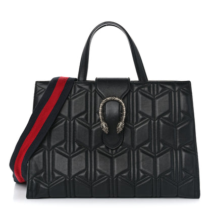 Gucci Calfskin Web Quilted Large Dionysus Tote Bag Black 1 of 13