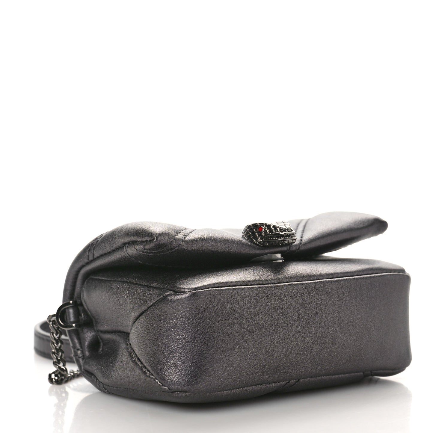 Metallic Calfskin Serpenti Cabochon Micro Bag Gray