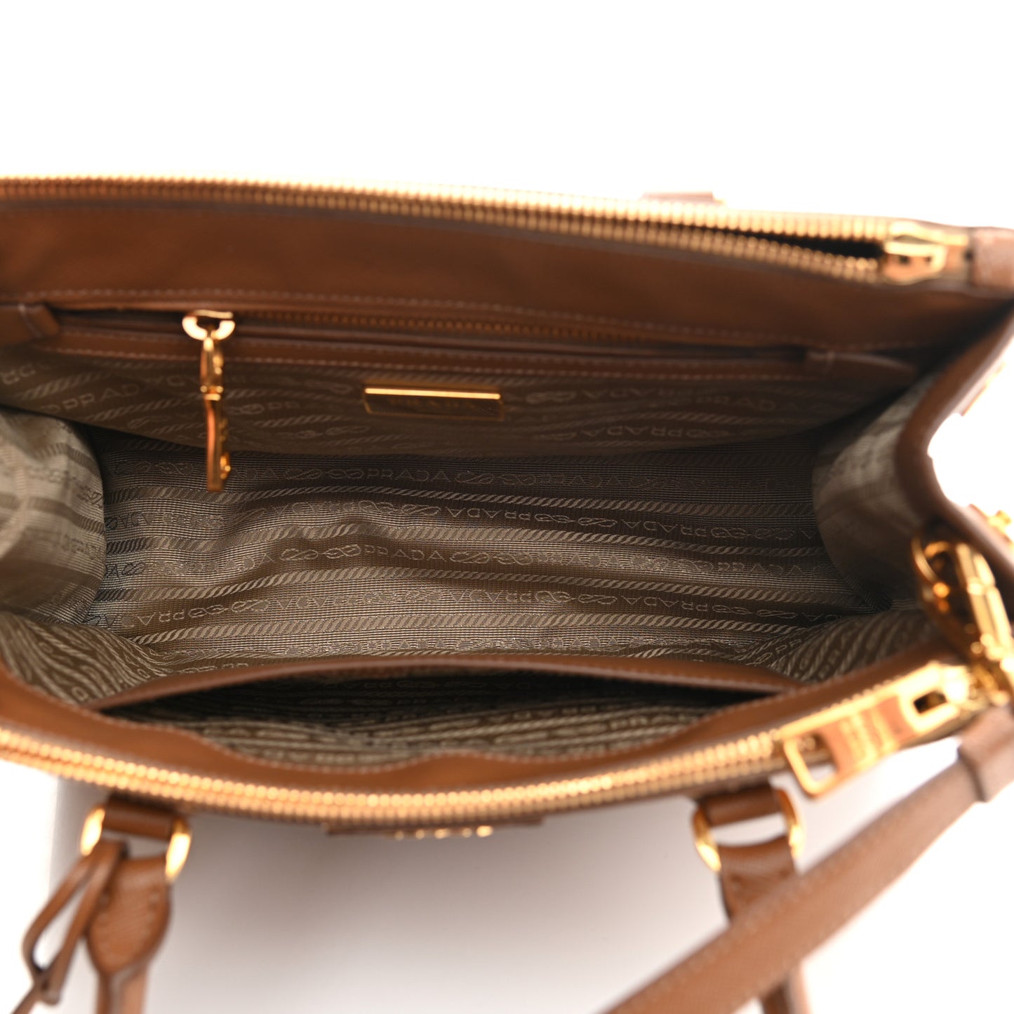 Saffiano Small Galleria Double Zip Tote Caramel
