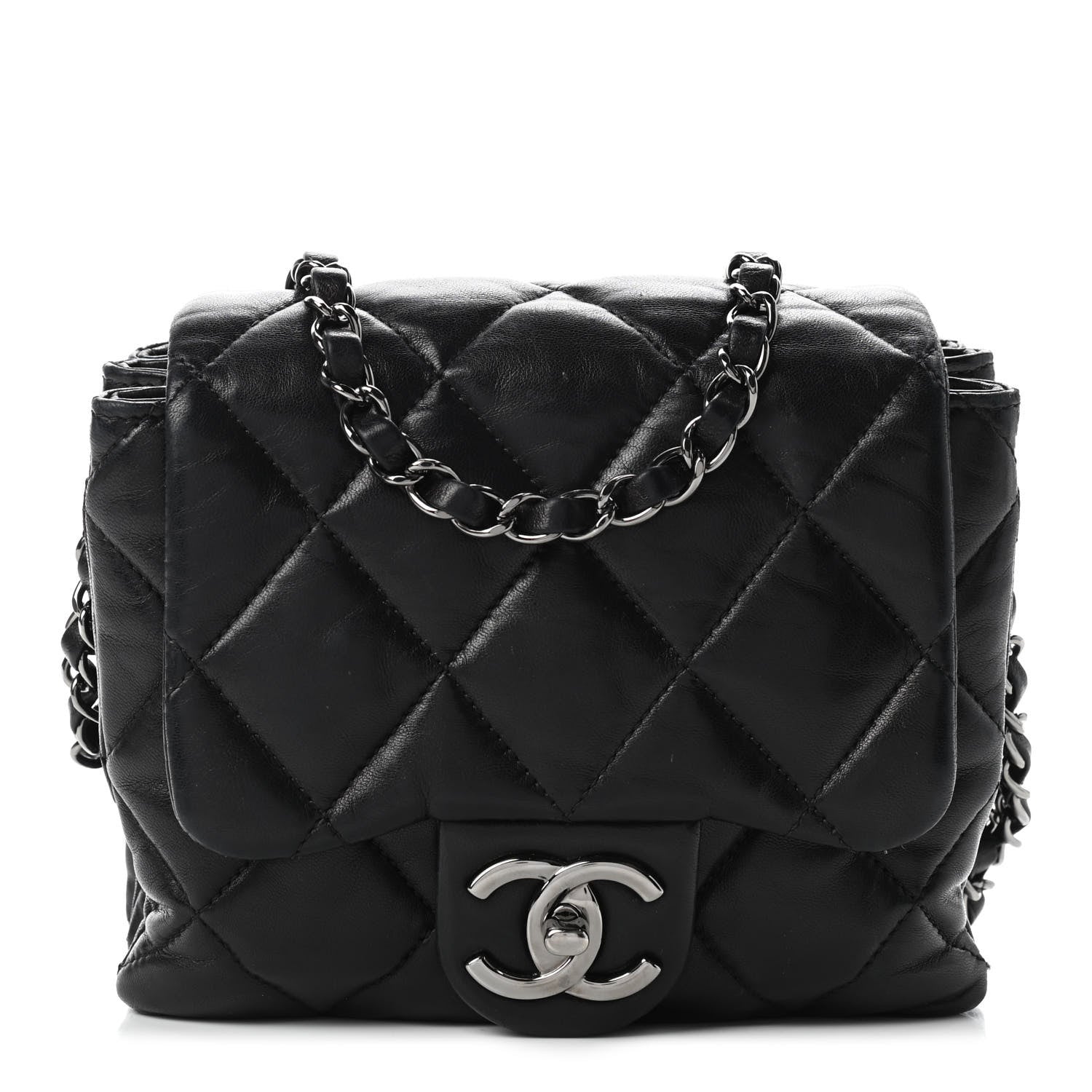 Chanel Lambskin Quilted Mini Chanel 3 Flap Black 1 of 9