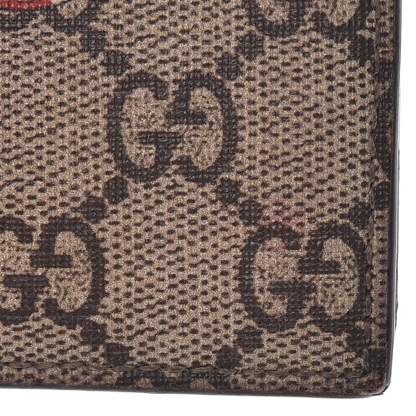 GG Supreme Monogram Selleria Calfskin Kingsnake Nice Bi-Fold Wallet Beige Ebony Multicolor Black