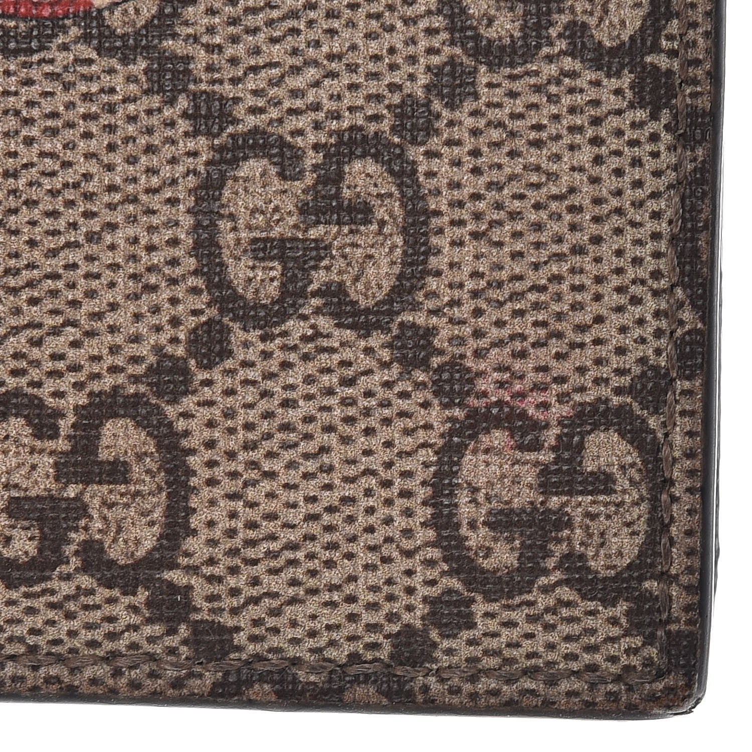 Gucci GG Supreme Monogram Selleria Calfskin Kingsnake Nice Bi-Fold Wallet Beige Ebony Multicolor Black 8 of 9