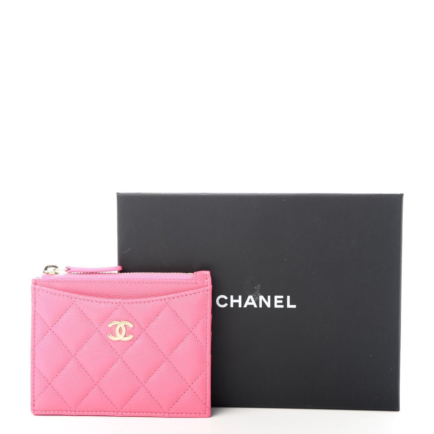 Chanel Caviar Quilted CC Zip Card Holder Pink 8 of 8
