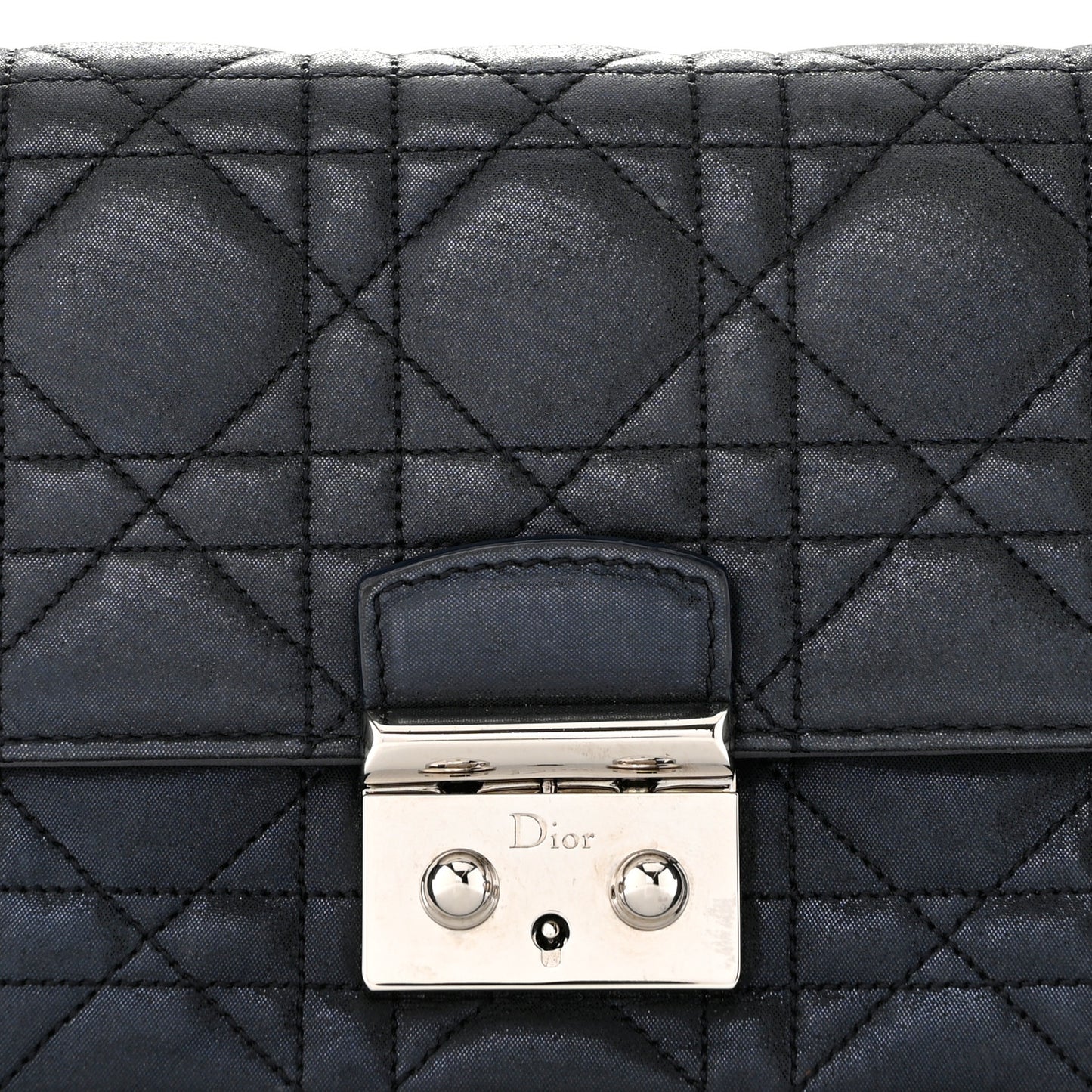 Metallic Calfskin Cannage Miss Dior Promenade Pouch Black