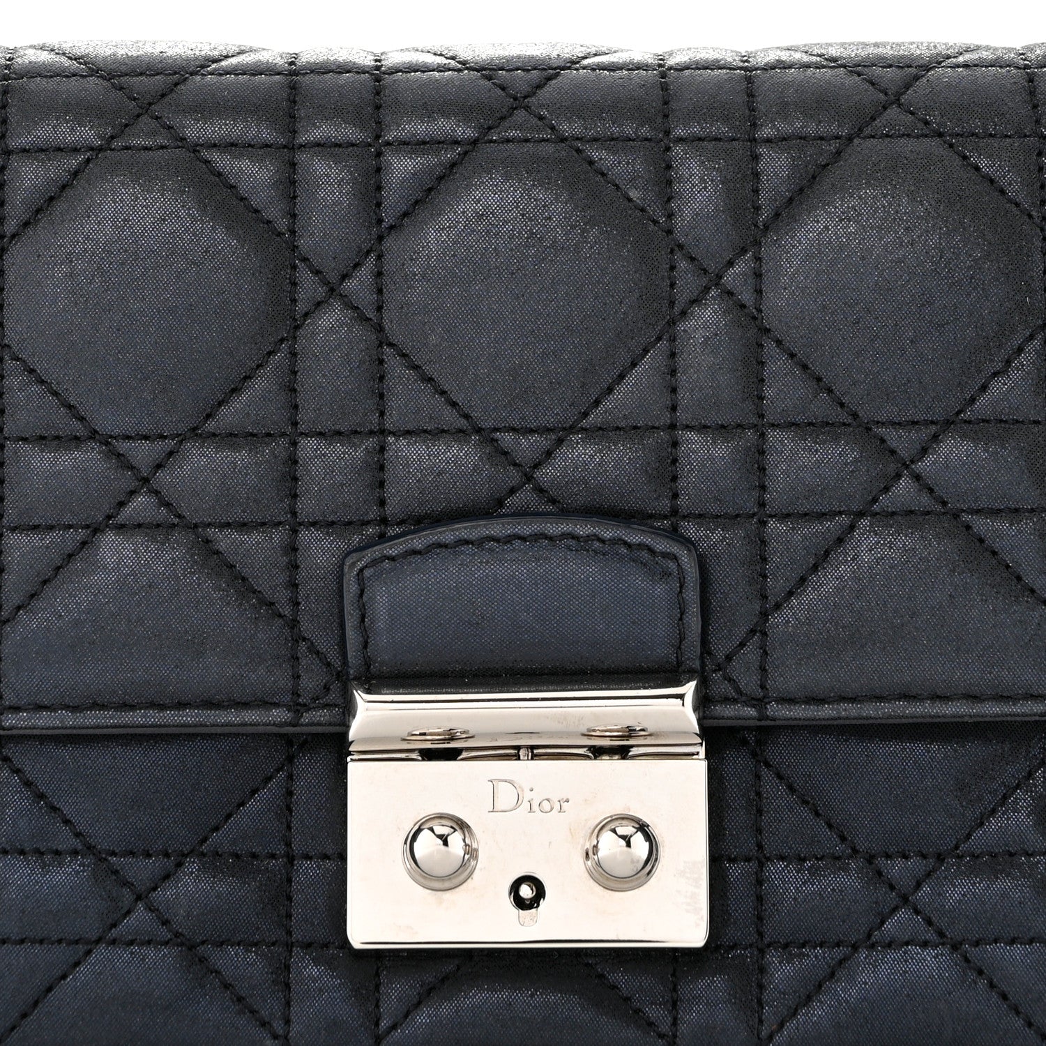 Christian Dior Metallic Calfskin Cannage Miss Dior Promenade Pouch Black 7 of 9