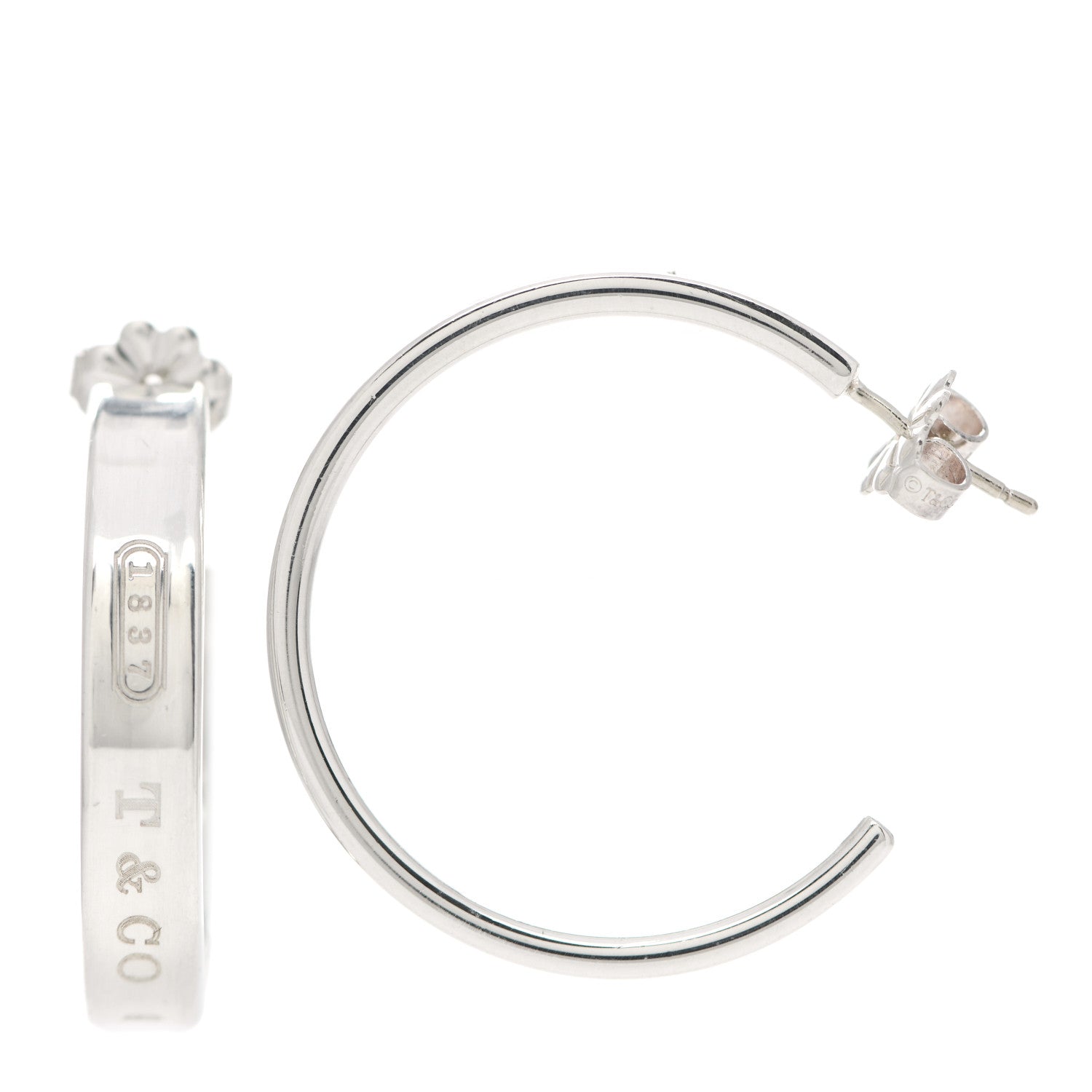 Tiffany Sterling Silver Medium 1837 Hoop Earrings 1 of 4