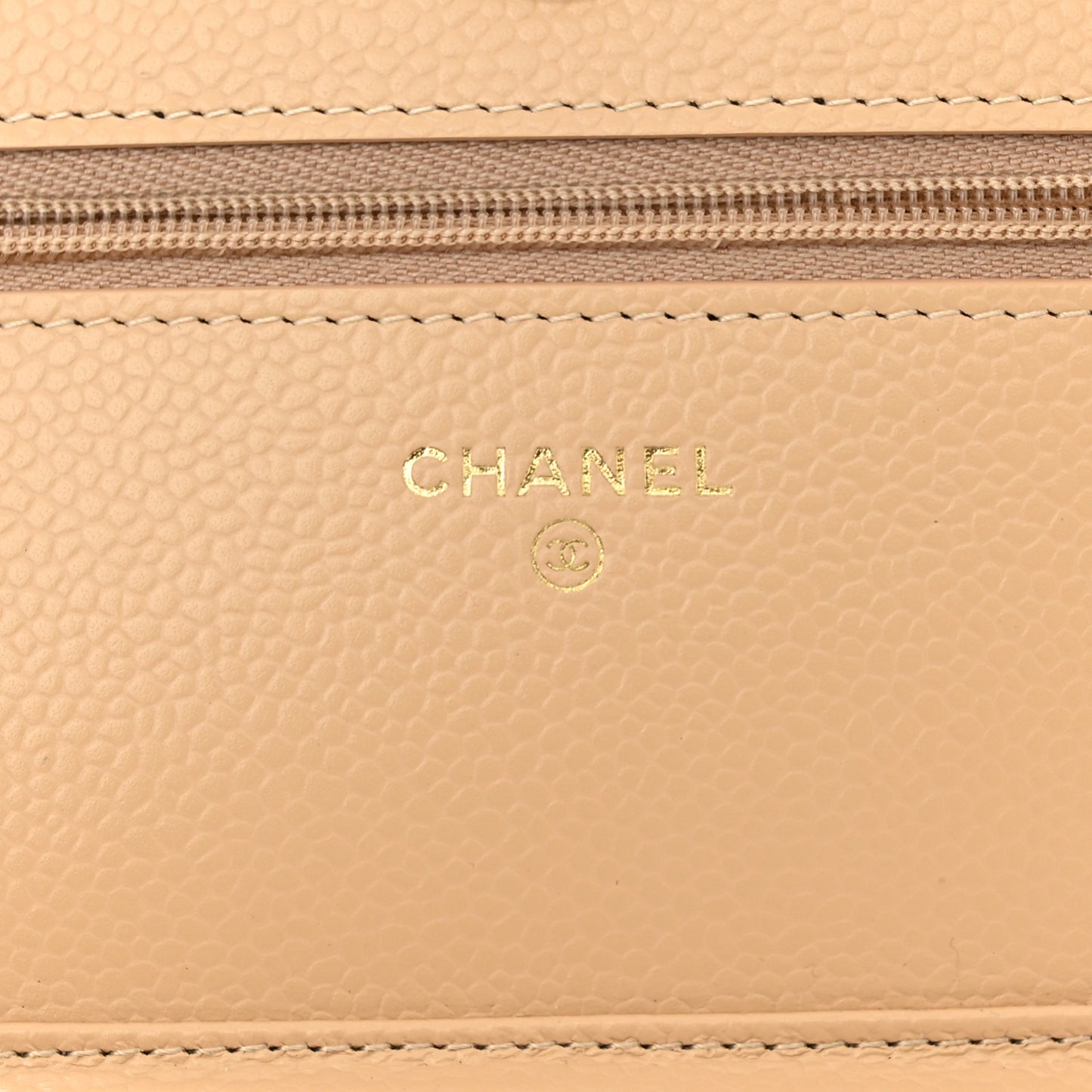 Caviar Quilted Wallet On Chain WOC Beige