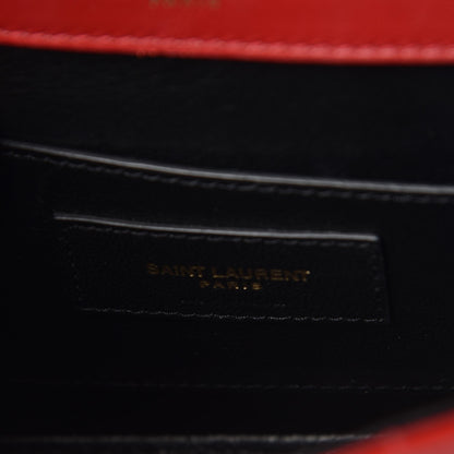 Saint Laurent Patent Matelasse Monogram Small Vicky Chain Bag Red 7 of 8