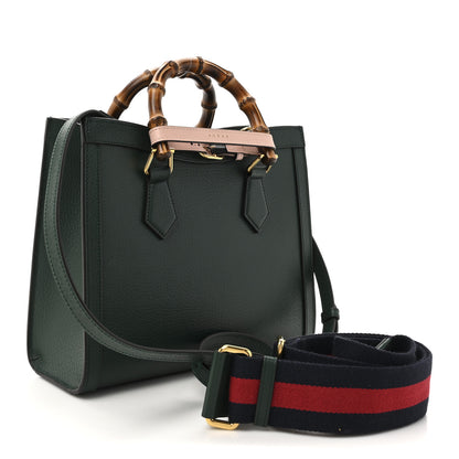 Gucci Textured Dollar Calfskin Web Small Diana Tote Bag Vintage Green Powder Pink 3 of 12