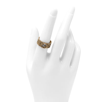 Gucci 18K Yellow Gold Interlocking G Arabesque Ring 55 7.25 2 of 6