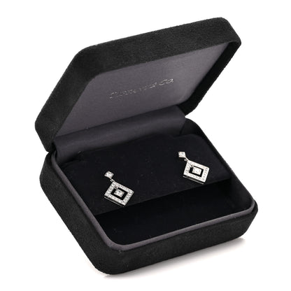 Tiffany Platinum Diamond Open Square Drop Earrings 5 of 5