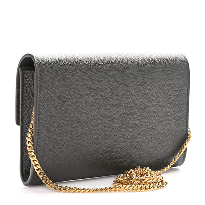 Saint Laurent Grain De Poudre Uptown Chain Wallet Pebble 3 of 11