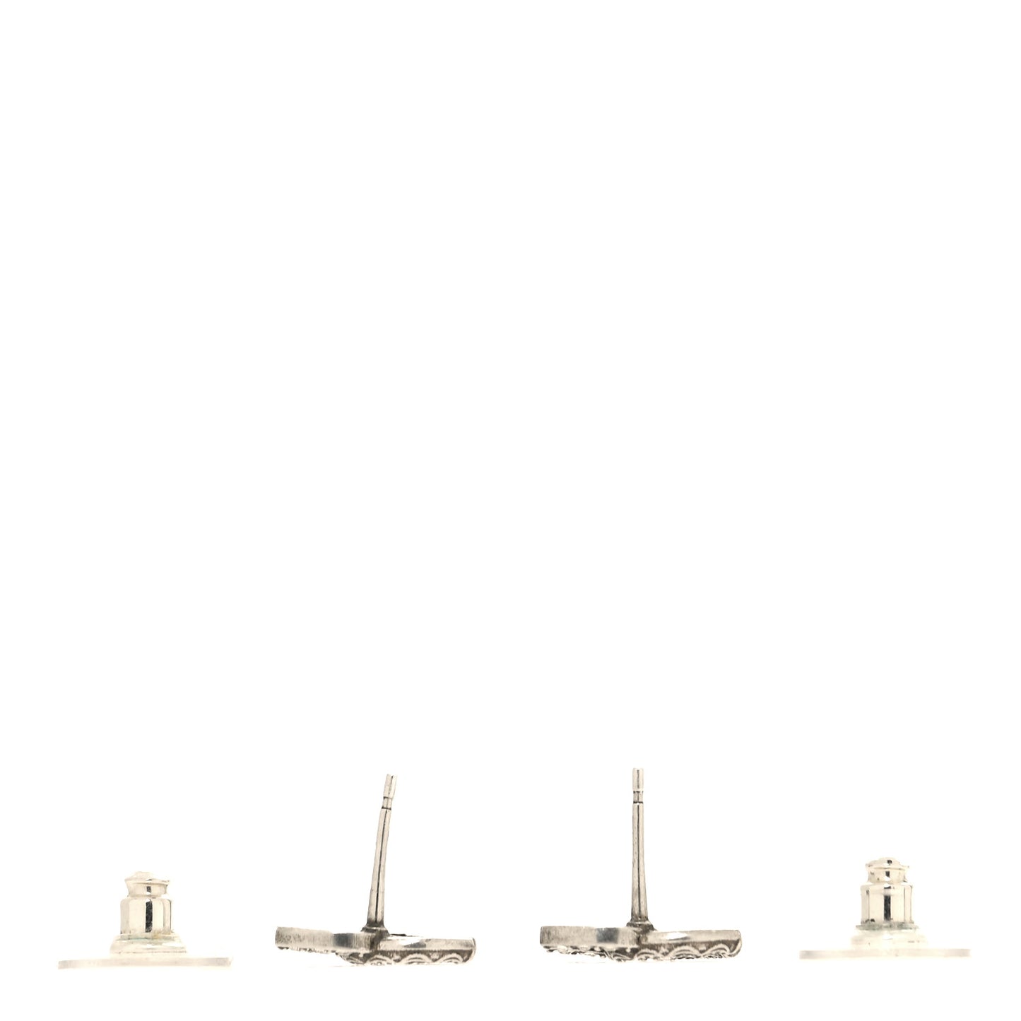 Metal Crystal CC Earrings Silver
