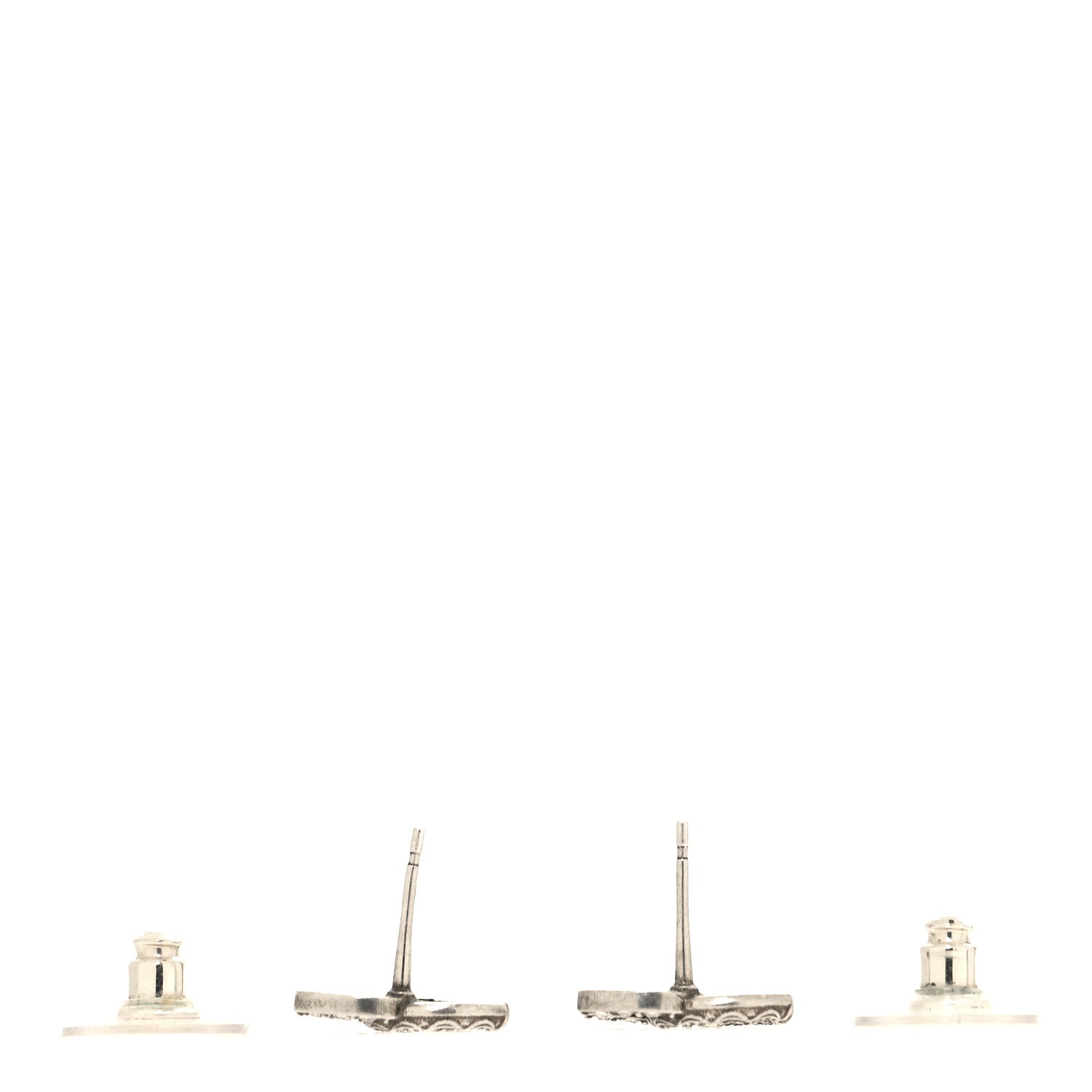Chanel Metal Crystal CC Earrings Silver 3 of 5