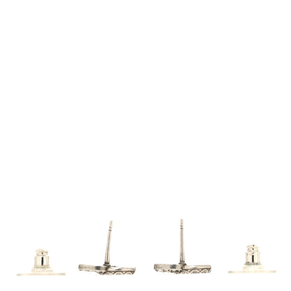 Chanel Metal Crystal CC Earrings Silver 3 of 5