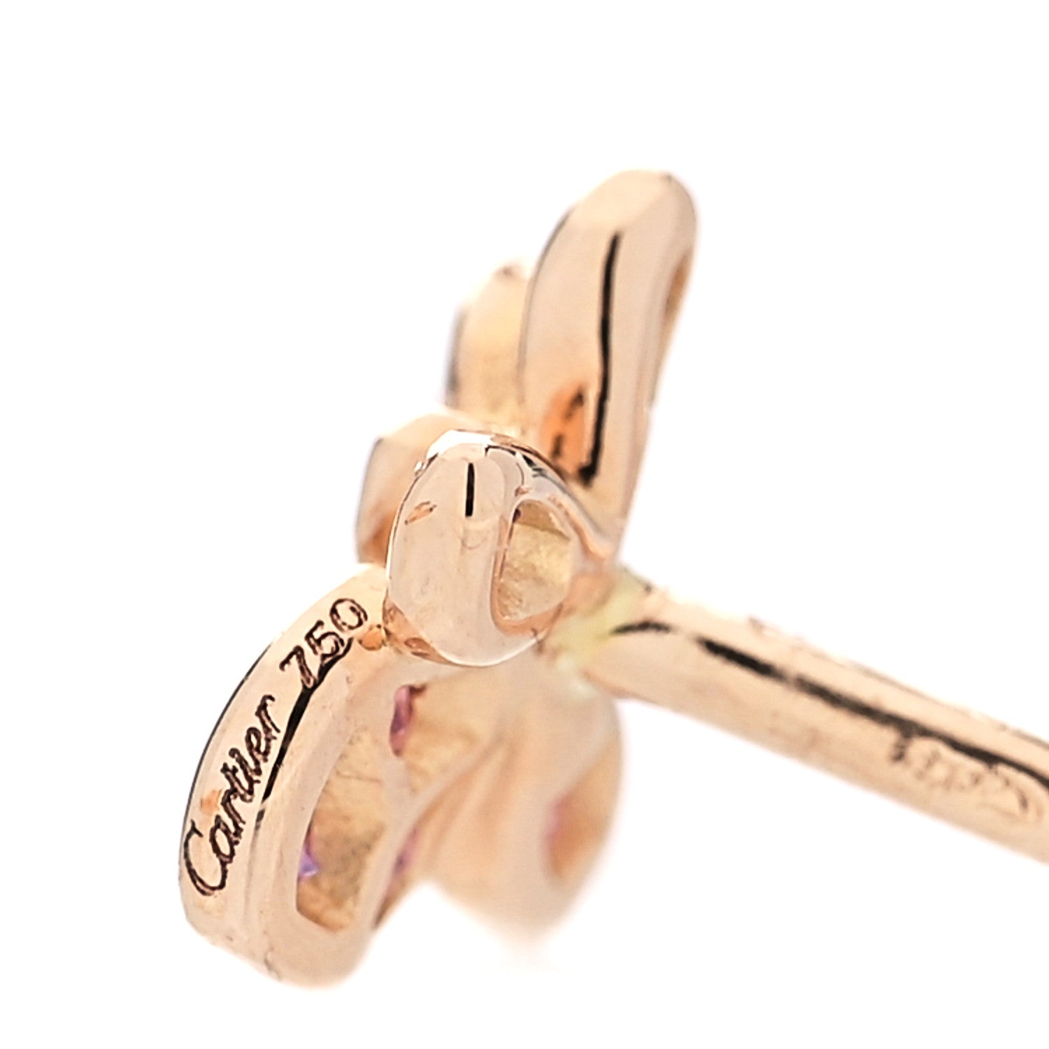 Cartier 18K Pink Gold Diamond Pink Sapphire Caresse D'Orchidees Par Cartier Earrings 4 of 5