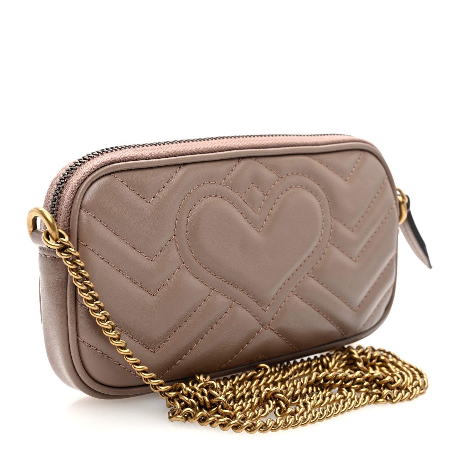 Calfskin Matelasse Mini GG Marmont Chain Crossbody Bag Porcelain Rose