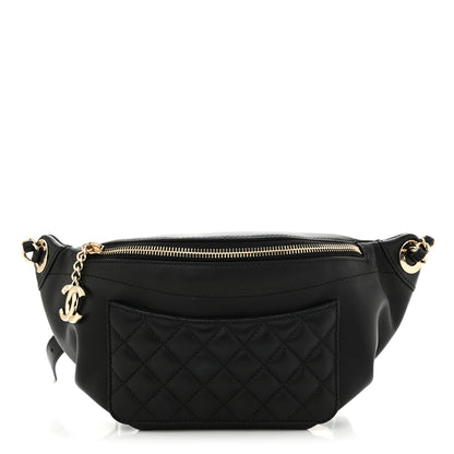 Chanel Lambskin Quilted Waist Bag Fanny Pack Black 1 of 11