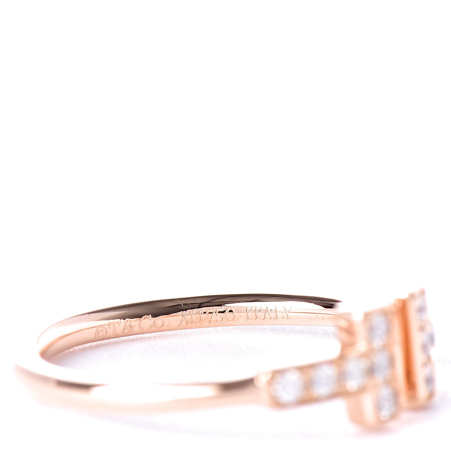 18K Rose Gold Diamond T Wire Ring 50 5.5
