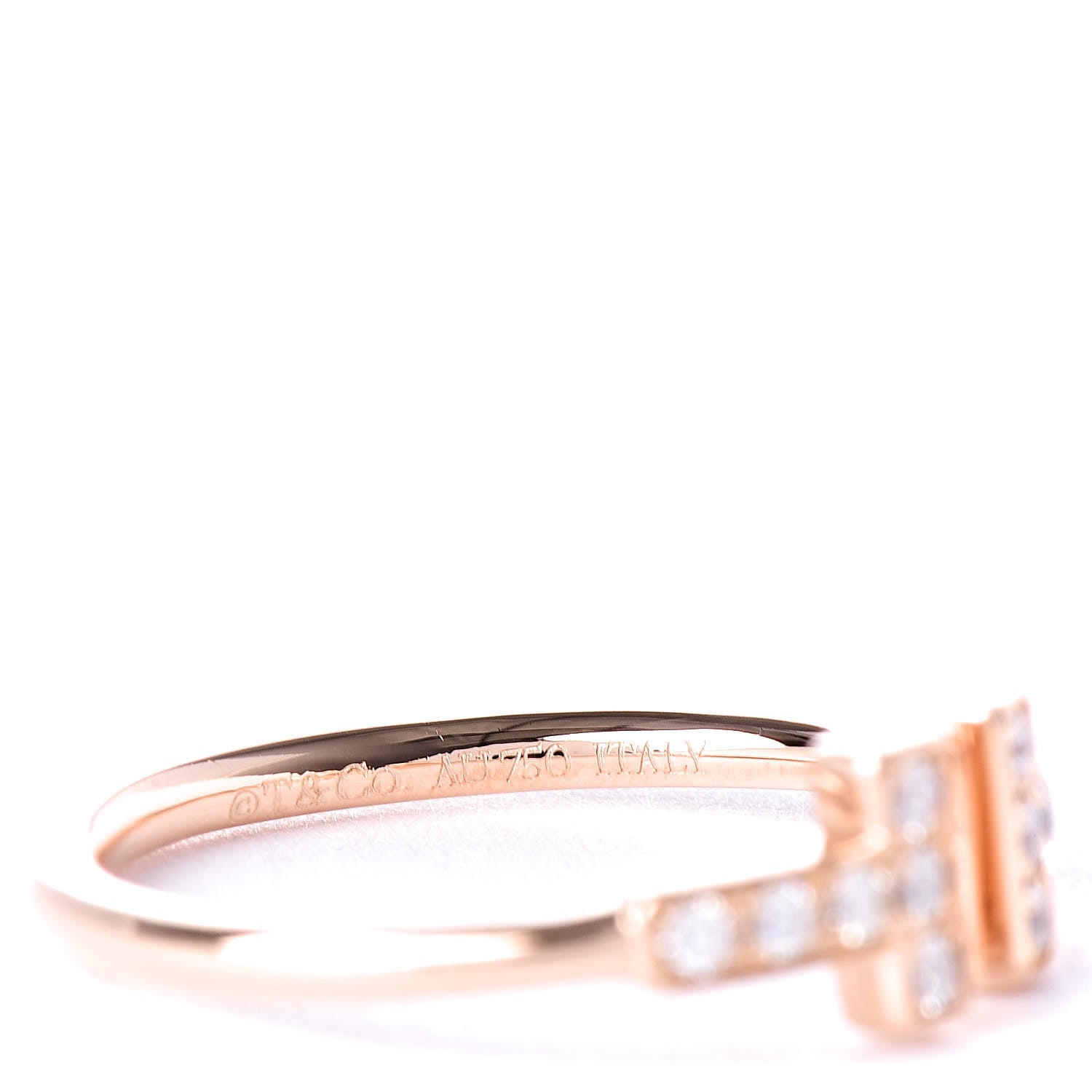 Tiffany 18K Rose Gold Diamond T Wire Ring 50 5.5 5 of 5