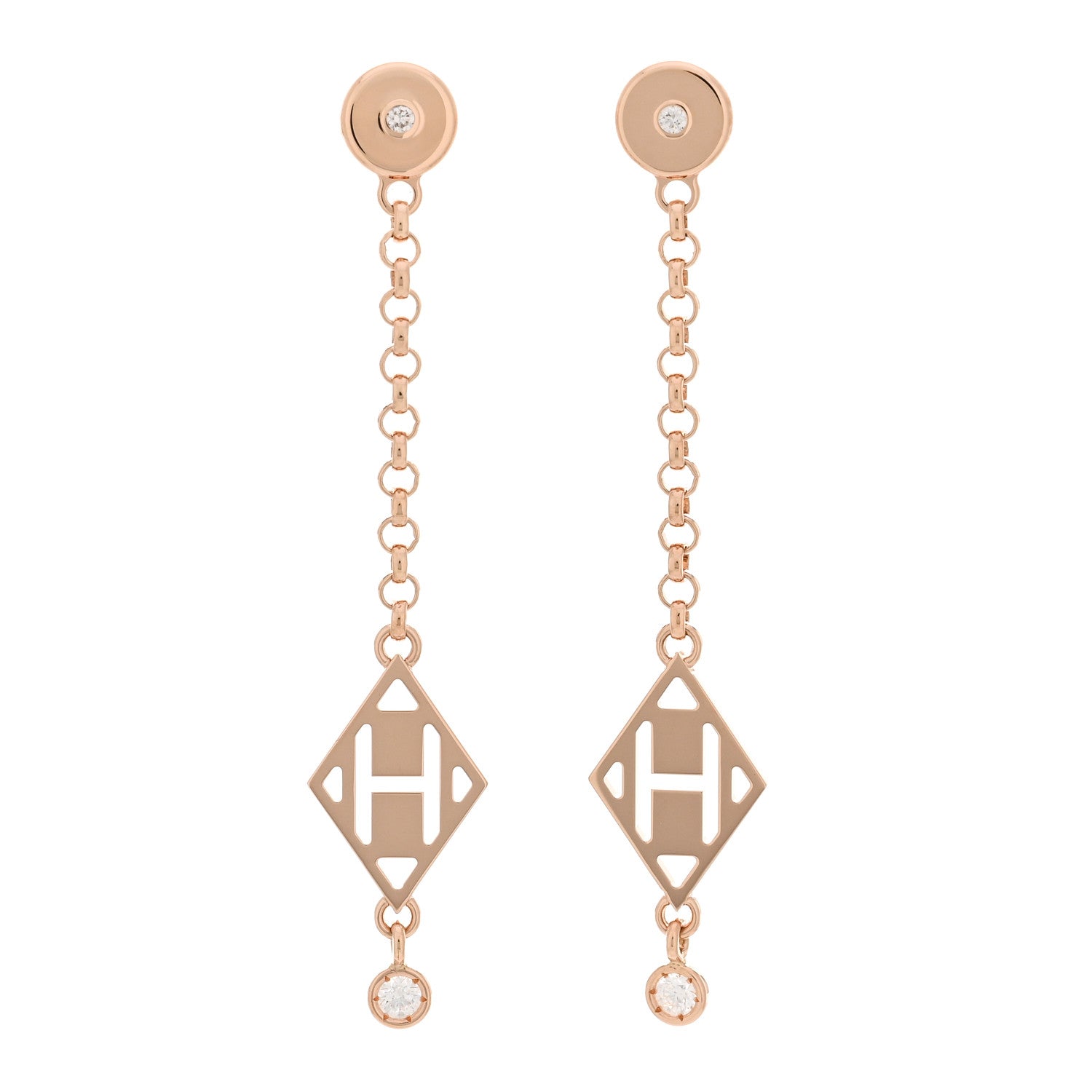 Hermes 18K Rose Gold Diamond Gambade Earrings 1 of 5