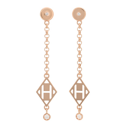Hermes 18K Rose Gold Diamond Gambade Earrings 1 of 5