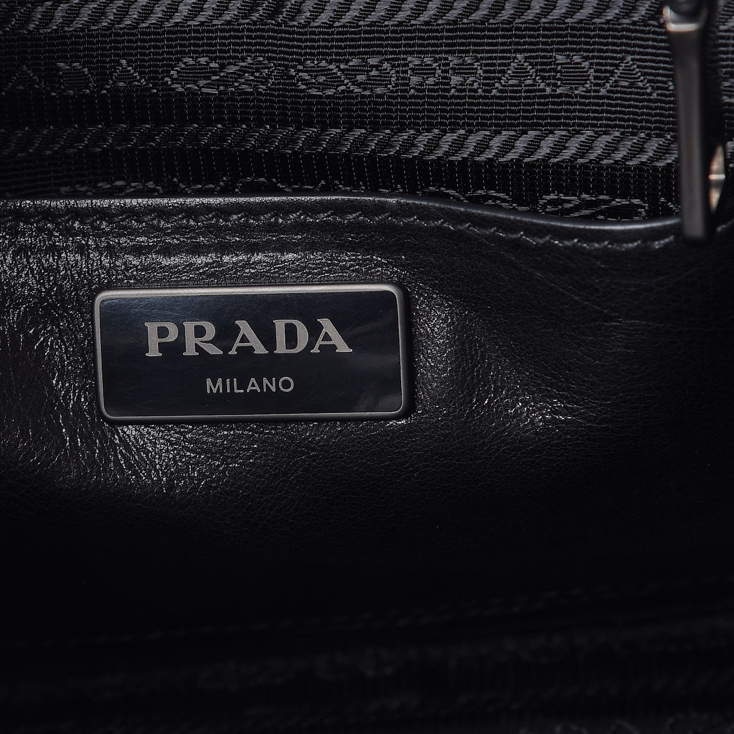 Prada Glace Calf Bi-Color Twin Pocket Tote Pomice Black 7 of 9