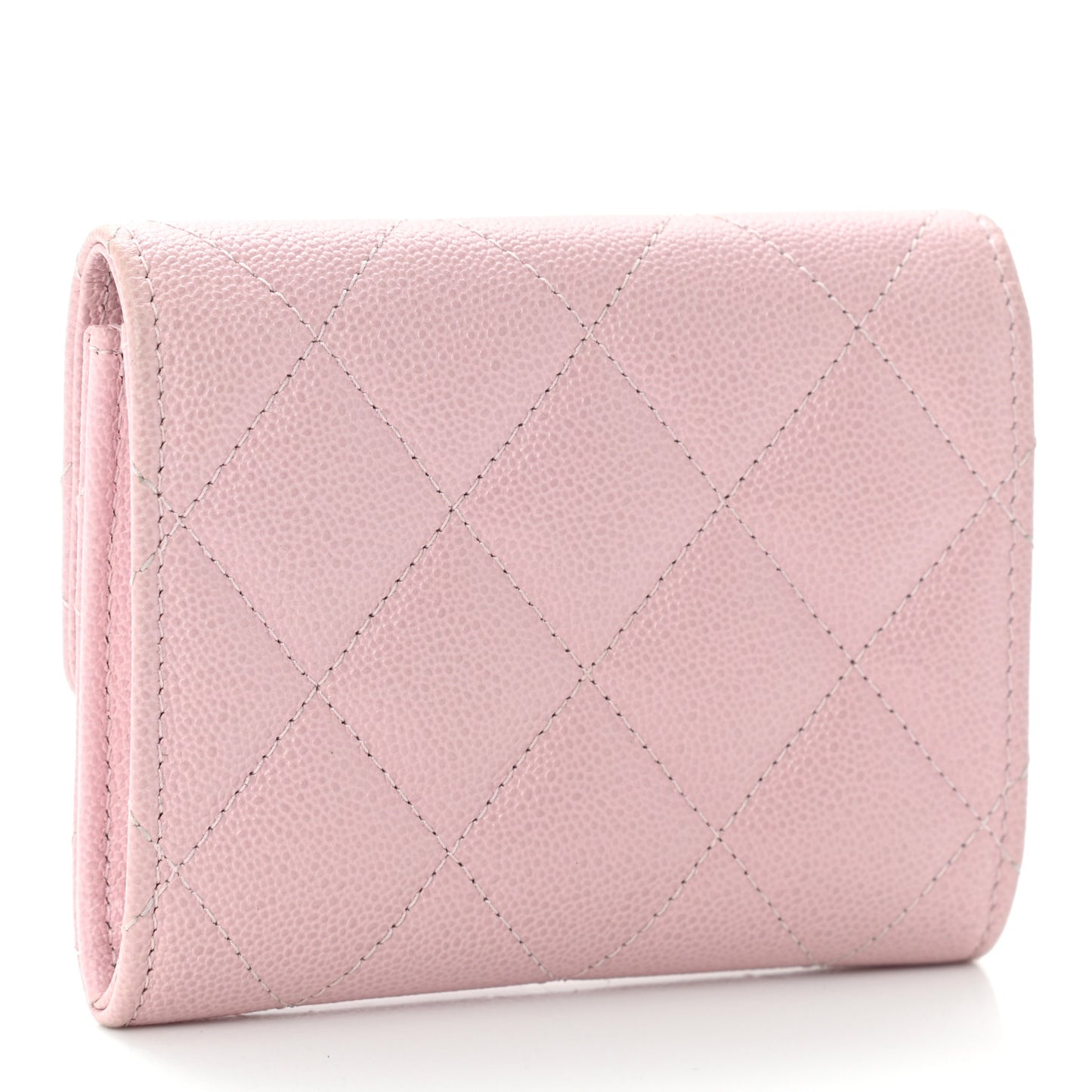 Caviar Quilted Studded CC Flap Card Holder Light Pink